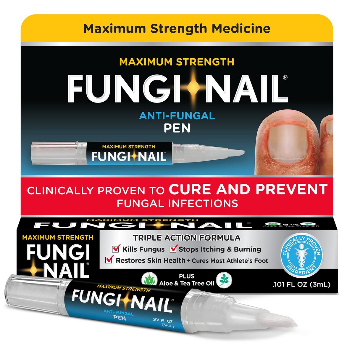 Fungi-Nail Stift-Applikator Anti-Pilz-Lösung – Tötet Pilze, die zu Nagel- und Fußpilz führen können, mit Tolnaftat & klinisch erwiesen zur Heilung und Vorbeugung von Pilzinfektionen | 0,20 Fl Oz (Packung mit 2)