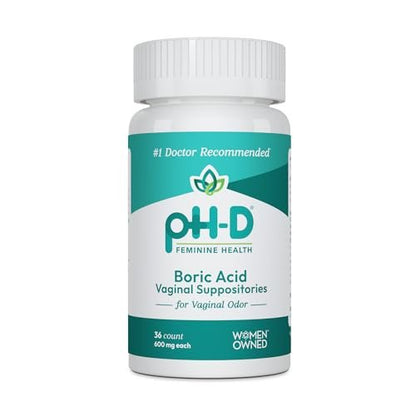 pH-D Feminine Health Support – 600 mg Borsäure-Zäpfchen für vaginale Frische – 36 Stück