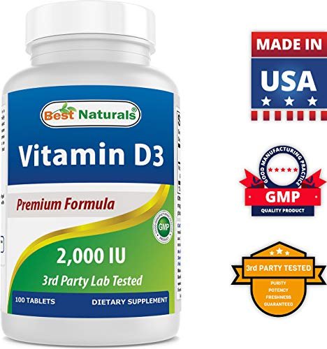 Best Naturals Vitamin D3 2000 IE (50 µg) – 100 Tabletten – 100-Tage-Vorrat – Unterstützt Immunsystem, starke Knochen und Zähne & Muskelfunktion