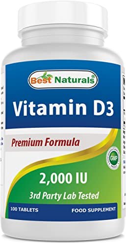 Best Naturals Vitamin D3 2000 IE (50 µg) – 100 Tabletten – 100-Tage-Vorrat – Unterstützt Immunsystem, starke Knochen und Zähne & Muskelfunktion