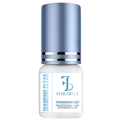 Forabeli Diamant Klarer Wimpernverlängerungskleber | Transparenter Wimpernkleber | 1-2 Sekunden Schnelltrocknend | 6 Wochen Halt | für farbige & braune Wimpern | Klar, 5 ml