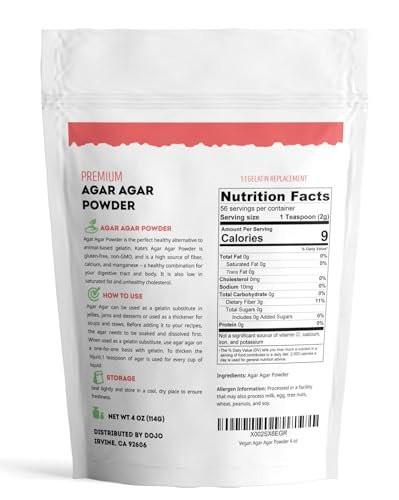 Kate Naturals Agar Agar Pulver – Vegane Gelatine-Alternative für Kochen & Petrischalen (113g, pflanzlich, Halal)