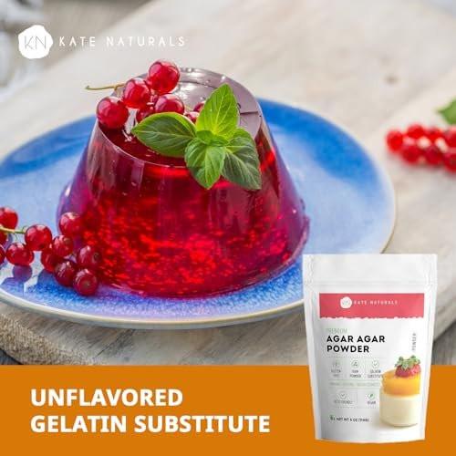 Kate Naturals Agar Agar Pulver – Vegane Gelatine-Alternative für Kochen & Petrischalen (113g, pflanzlich, Halal)