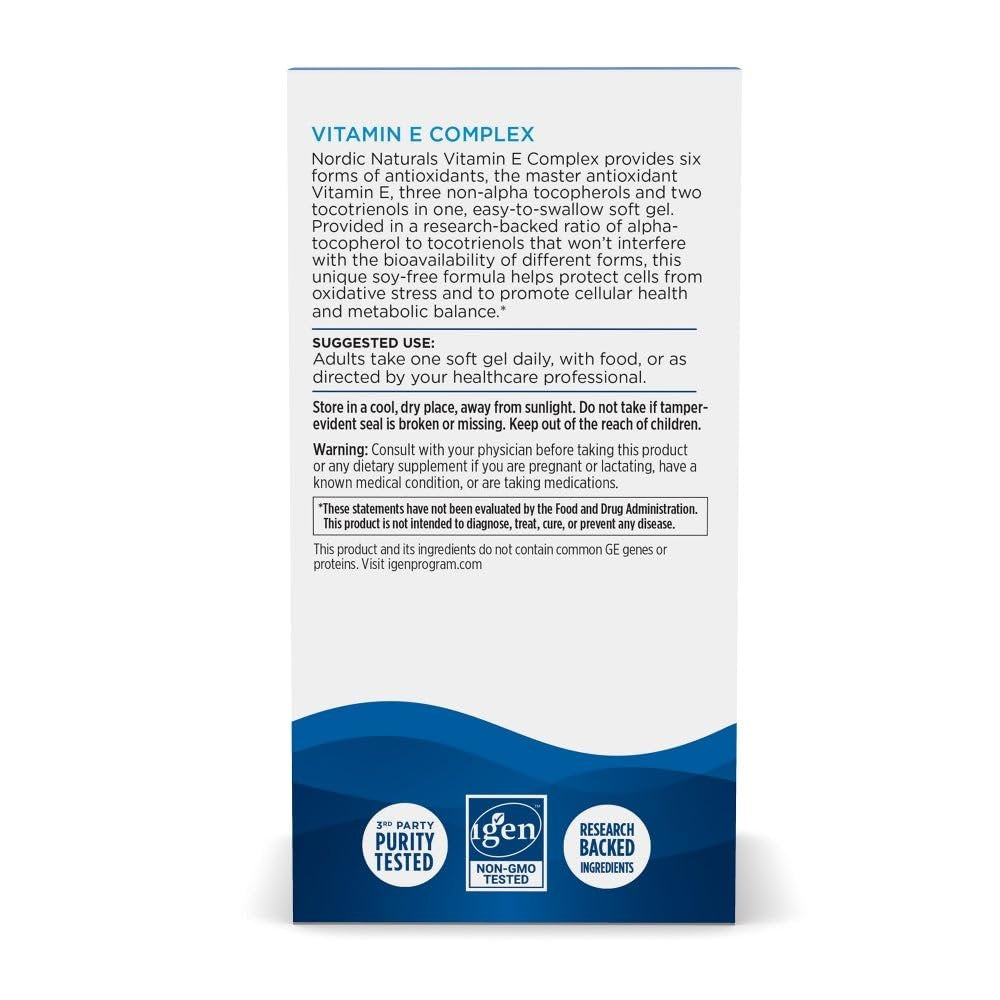 Nordic Naturals Vitamin E Complex – 6 Vitamin-E-Formen für Antioxidantien-Schutz, 30 Softgels