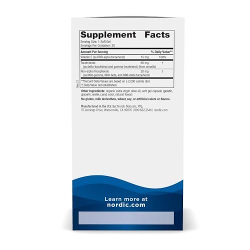 Nordic Naturals Vitamin E Complex – 6 Vitamin-E-Formen für Antioxidantien-Schutz, 30 Softgels