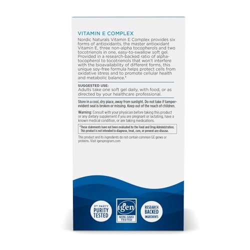 Nordic Naturals Vitamin E Complex – 6 Vitamin-E-Formen für Antioxidantien-Schutz, 30 Softgels