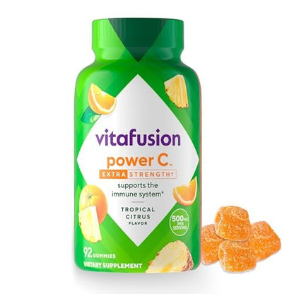 Vitafusion Extra Stark Power C Gummivitamine – Immununterstützung mit tropisch-zitrusfruchtigem Geschmack, 92 Stück