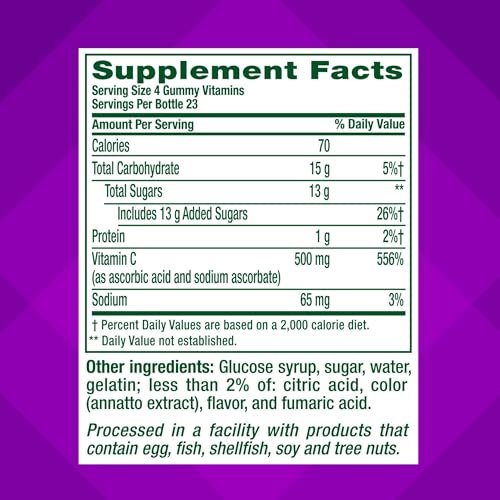 Vitafusion Extra Stark Power C Gummivitamine – Immununterstützung mit tropisch-zitrusfruchtigem Geschmack, 92 Stück