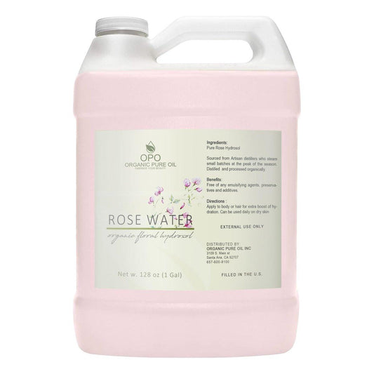 Rosenhydrolat - 128 oz - 1 Gallone - Rein, Wasserdampfdestilliert, Natürlich, Ohne GVO, Alkoholfrei, Feuchtigkeitsspendendes Gesichtswasser-Spray für Gesicht, Poren, Locs, Körper - OPO