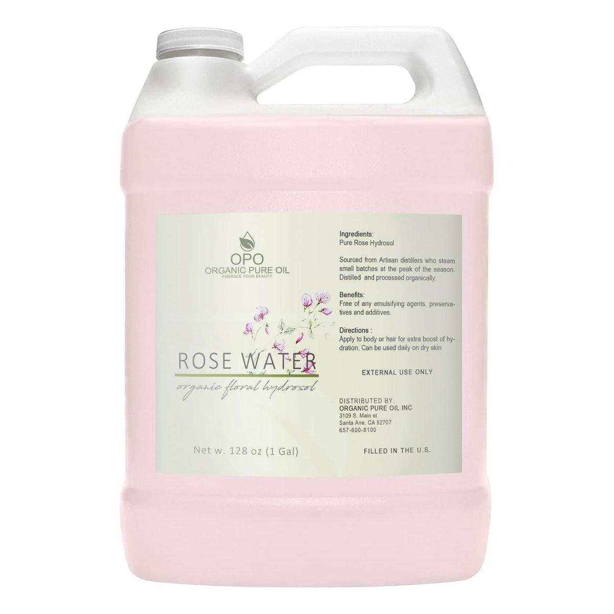 Rosenhydrolat - 128 oz - 1 Gallone - Rein, Wasserdampfdestilliert, Natürlich, Ohne GVO, Alkoholfrei, Feuchtigkeitsspendendes Gesichtswasser-Spray für Gesicht, Poren, Locs, Körper - OPO