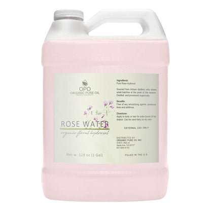 Rosenhydrolat - 128 oz - 1 Gallone - Rein, Wasserdampfdestilliert, Natürlich, Ohne GVO, Alkoholfrei, Feuchtigkeitsspendendes Gesichtswasser-Spray für Gesicht, Poren, Locs, Körper - OPO