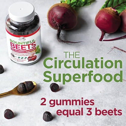 COUNTRY FARMS Bountiful Beets Gummies – Rote Bete Gummis zur Durchblutungsförderung, Energie & Ausdauer, Stickstoffmonoxid-Booster, 30 Portionen, Weiß, 60 Stück