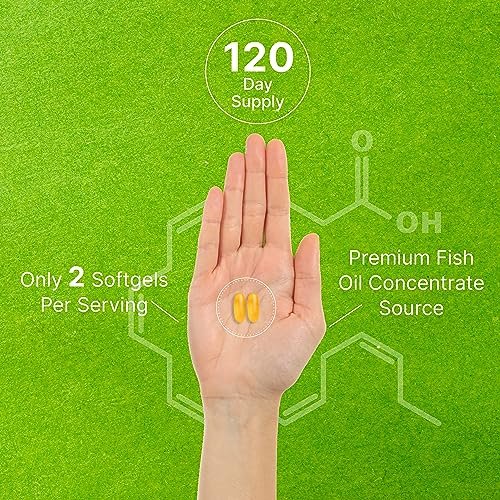 DHA Nahrungsergänzungsmittel | 240 Weichkapseln, ohne Aufstoßen, Zitronengeschmack, DHA 1000mg + EPA 500mg, Wild gefangener Fisch, Reich an Omega-3, Quecksilberfrei, Nicht-GVO, Unterstützt Gehirn-, Herz- und Gelenkgesundheit