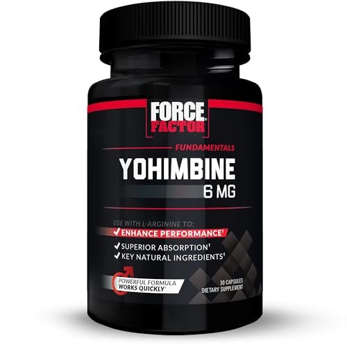 Force Factor Yohimbin Nahrungsergänzungsmittel für Männer, Yohimbe Rindenextrakt mit verbesserter Absorption für mehr Leistung, 6 mg Yohimbin Rindenkapseln mit natürlichen Inhaltsstoffen, wirkt schnell, 30 Kapseln