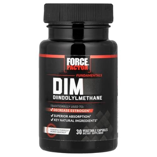 Force Factor DIM Kapseln – Diindolylmethan zur Senkung des Östrogenspiegels bei Männern und Frauen, fördert gesundes hormonelles Gleichgewicht, mit BioPerin für verbesserte Absorption, wirkt schnell, 300 mg, 30 Kapseln