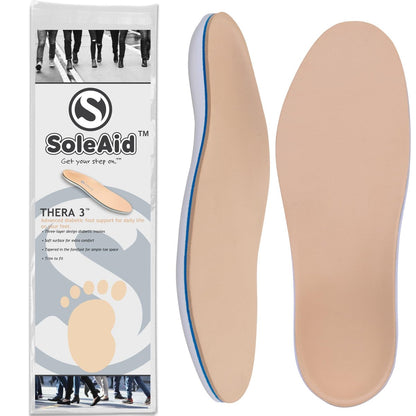 SoleAid Thera 3, 3-Schicht Diabetes Einlegesohlen - Leicht, Weich, Stoßdämpfend (Damen 11-12 / Herren 9-10)
