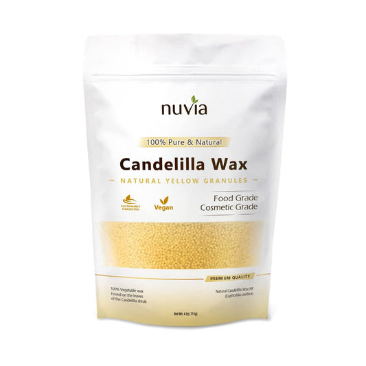Candelilla-Wachs 100% rein & natürlich, vegan – pflanzliches Wachs in Granulatform, Lebensmittel- & Kosmetikqualität, 113 g (4 oz) von Nuvia Organics