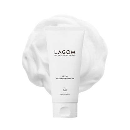 LAGOM Cellup Micro Foam Cleanser – Feuchtigkeitsspendender Reinigungsschaum, sanfte Tiefenreinigung, koreanischer Make-up-Entferner, 120 ml