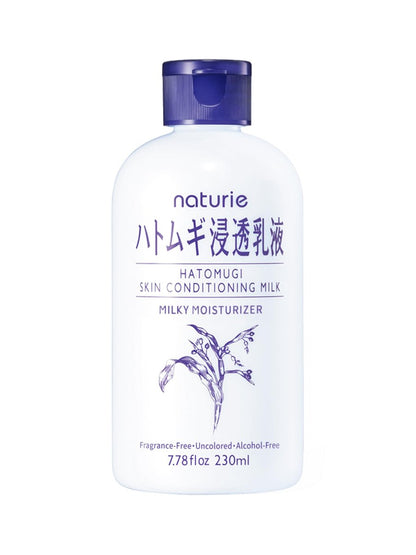naturie Hatomugi Feuchtigkeitspflege-Milch – Feuchtigkeitsspendende Gesichts- und Körperlotion mit Hatomugi-Extrakt