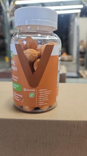 Viteey Turmeric Gummis mit Curcumin, Ingwer & Schwarzem Pfeffer – Immununterstützung, gesunde Haut & Gelenke – Vegan, Gelatinefrei, GVO-frei – Leckere kaubare Pfirsich-Gummis – 60 Stück
