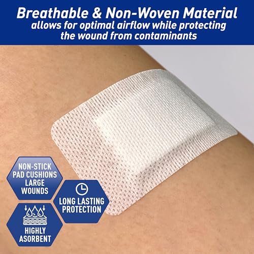 MED PRIDE Klebeverband mit Saugkissen 2x3 Zoll, Packung mit 50 Stück sterile Wundauflagen mit Rand, stark saugfähig, nicht haftend, latexfrei (2'' x 3,15'')