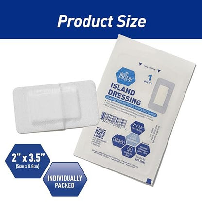 MED PRIDE Klebeverband mit Saugkissen 2x3 Zoll, Packung mit 50 Stück sterile Wundauflagen mit Rand, stark saugfähig, nicht haftend, latexfrei (2'' x 3,15'')