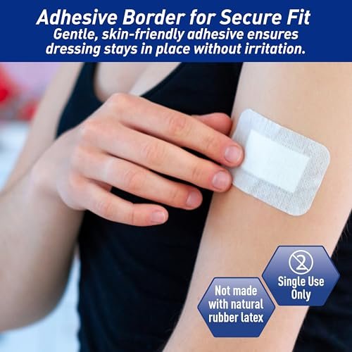 MED PRIDE Klebeverband mit Saugkissen 2x3 Zoll, Packung mit 50 Stück sterile Wundauflagen mit Rand, stark saugfähig, nicht haftend, latexfrei (2'' x 3,15'')