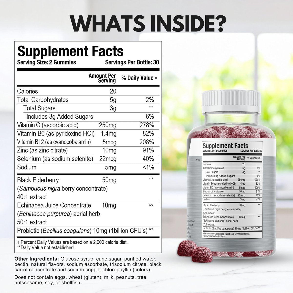 Viteey Multivitamin Gummis 8-in-1 mit Probiotika – Immunbooster für Erwachsene & Teenager – Vegan, Gelatinefrei, GMO-frei – Kaubare Beeren-Gummis zur Immunabwehr