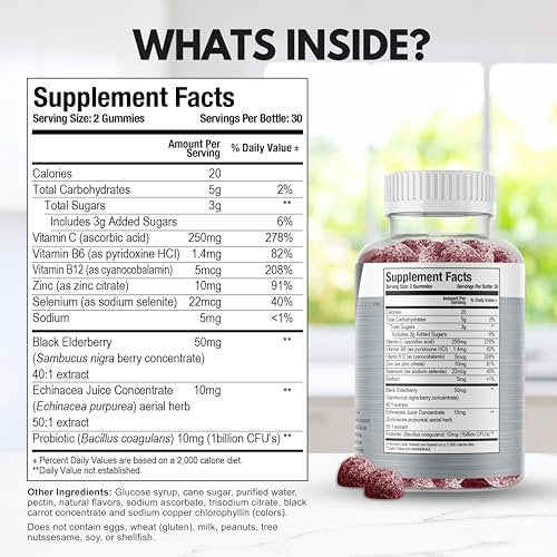 Viteey Multivitamin Gummis 8-in-1 mit Probiotika – Immunbooster für Erwachsene & Teenager – Vegan, Gelatinefrei, GMO-frei – Kaubare Beeren-Gummis zur Immunabwehr