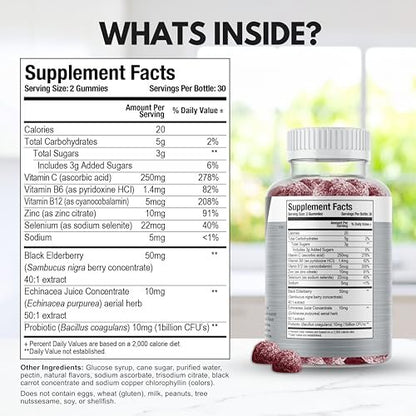 Viteey Multivitamin Gummis 8-in-1 mit Probiotika – Immunbooster für Erwachsene & Teenager – Vegan, Gelatinefrei, GMO-frei – Kaubare Beeren-Gummis zur Immunabwehr