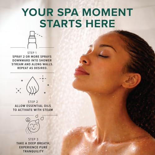 MOXĒ Eukalyptusöl-Duschnebel, Spa-Dampfspray, zertifiziert natürliche 100% ätherische Öle, hergestellt in USA, Aromatherapie, lindert Nebenhöhlenverstopfung und Verspannungen, 118 ml