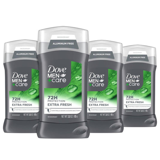 Dove Men+Care Deodorant Stick Extra Fresh 4er-Pack – Aluminiumfreier 72h-Schutz mit 1/4 Feuchtigkeitscreme