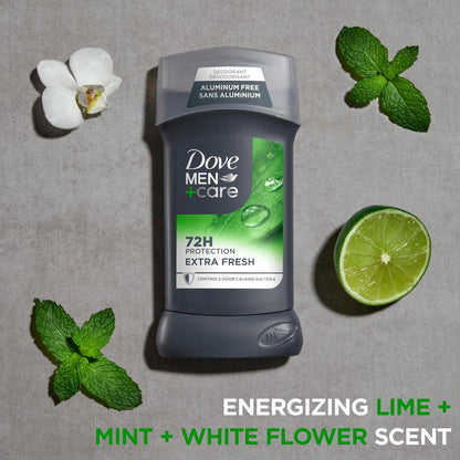 Dove Men+Care Deodorant Stick Extra Fresh 4er-Pack – Aluminiumfreier 72h-Schutz mit 1/4 Feuchtigkeitscreme