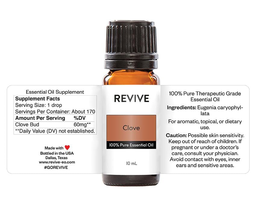 Bio Nelkenöl Mischung von Revive Essential Oils – 100 % reines therapeutisches Öl für Diffuser, Massage, Aromatherapie, Haut- und Haarpflege