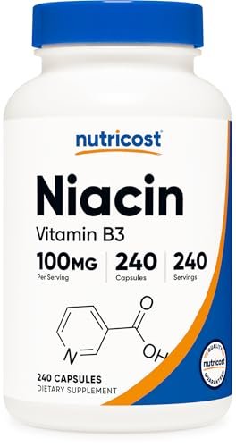 Nutricost Niacin (Vitamin B3) 100mg, 240 Kapseln – mit Flush, Non-GMO, Glutenfrei
