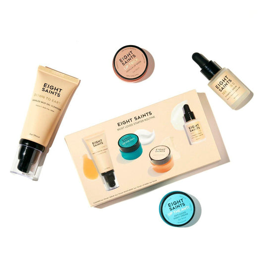 Eight Saints Skincare Meistgeliebtes Hautpflegeset – Gesichtsreiniger, Vitamin C Serum, Niacinamid Anti-Aging Creme, Lippenmaske – 4-teiliges Set