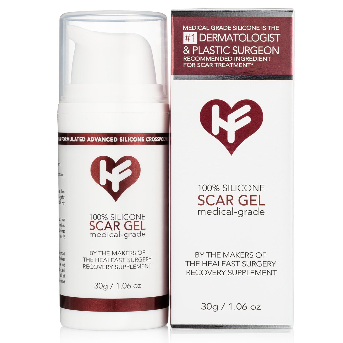 HealFast Silikon-Gel & Creme für Narben – Medizinisches Silikongel zur Narbenbehandlung bei Keloide, Akne, Verbrennungen, Kaiserschnitt, Dehnungsstreifen – Ärztlich formuliertes fortschrittliches Silikongel