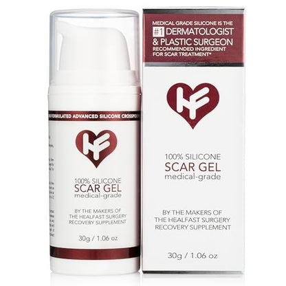 HealFast Silikon-Gel & Creme für Narben – Medizinisches Silikongel zur Narbenbehandlung bei Keloide, Akne, Verbrennungen, Kaiserschnitt, Dehnungsstreifen – Ärztlich formuliertes fortschrittliches Silikongel