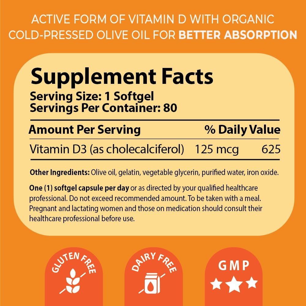 Pharma Nord D-Pearls 5000 IE (125 µg) Vitamin D3 Hochdosiert – Hochabsorbierbare Mini-Weichkapseln mit Bio-Olivenöl, Immun-, Knochen- & Muskelsupport, Nicht-GVO, Glutenfrei, 80 Stück