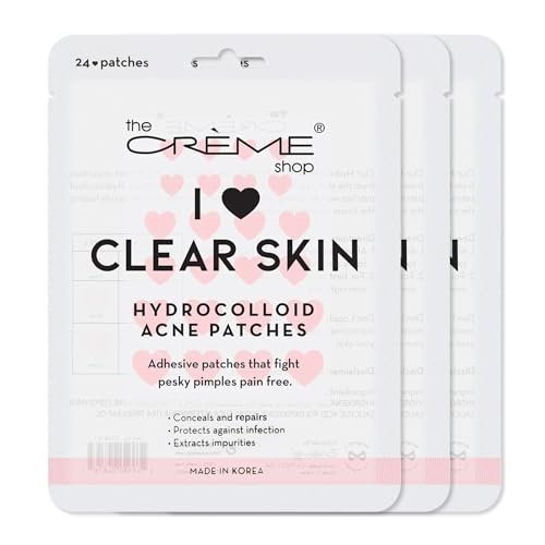 The Crème Shop Herzförmige Hydrokolloid-Akne-Pflaster gegen dunkle Flecken – mit Salicylsäure und Hamamelis – 72 Pflaster in 3 Größen
