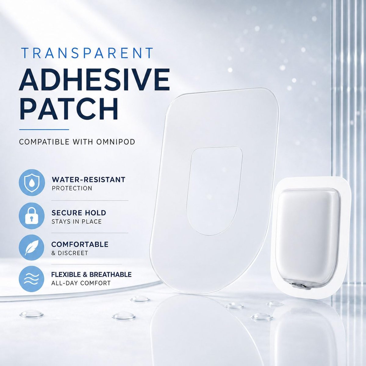 Omnipod 5 Overpatches Wasserdicht – 40 Stück Transparente Klebepflaster für Omni 5, Klare Omnipod Sensor Abdeckungen, Lange Haltbarkeit bis zu 10 Tagen (40er-Pack)
