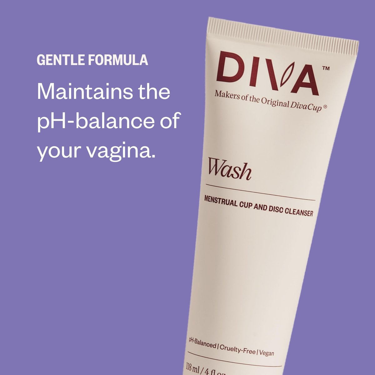 DIVA Wash – Menstruationsbecher & Scheibenreiniger – Nur ein Tropfen nötig – 100% pflanzliche Reinigungslotion – Frischer Zitrusduft – 118 ml