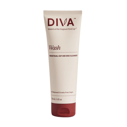 DIVA Wash – Menstruationsbecher & Scheibenreiniger – Nur ein Tropfen nötig – 100% pflanzliche Reinigungslotion – Frischer Zitrusduft – 118 ml