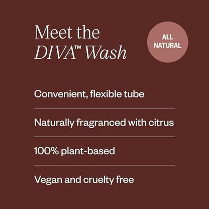 DIVA Wash – Menstruationsbecher & Scheibenreiniger – Nur ein Tropfen nötig – 100% pflanzliche Reinigungslotion – Frischer Zitrusduft – 118 ml