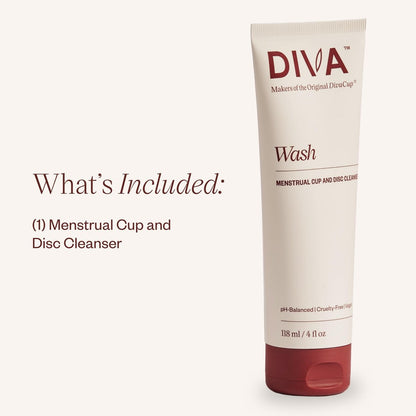 DIVA Wash – Menstruationsbecher & Scheibenreiniger – Nur ein Tropfen nötig – 100% pflanzliche Reinigungslotion – Frischer Zitrusduft – 118 ml