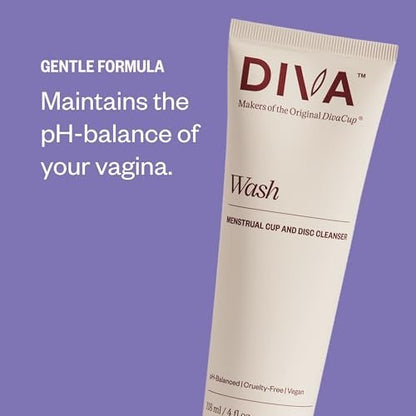 DIVA Wash – Menstruationsbecher & Scheibenreiniger – Nur ein Tropfen nötig – 100% pflanzliche Reinigungslotion – Frischer Zitrusduft – 118 ml