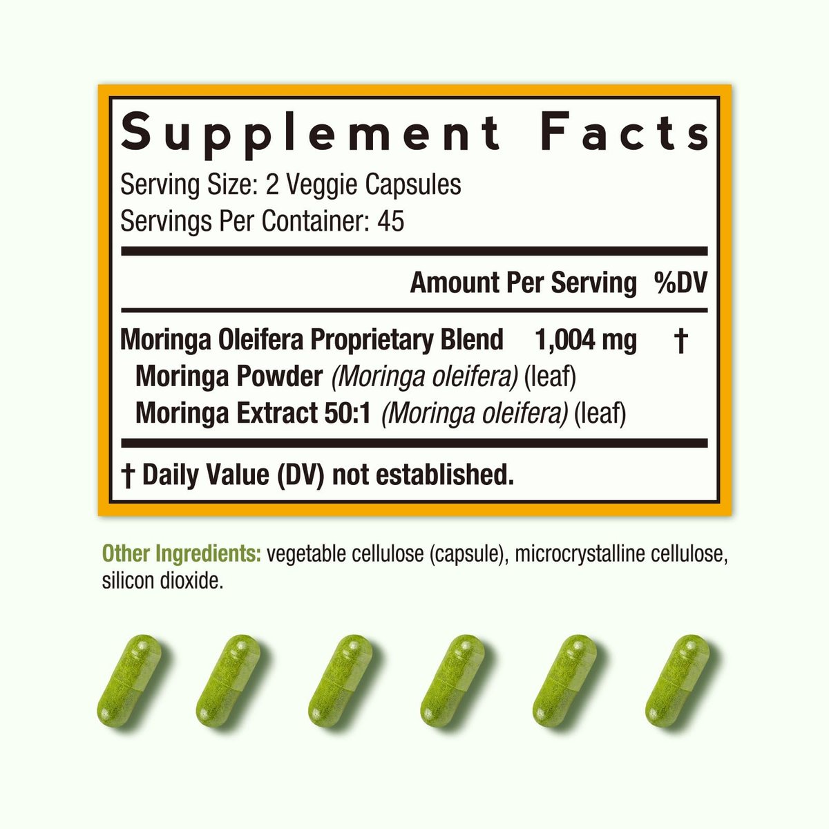 Doctor's Recipes Moringa – Komplettes grünes Superfood, natürlicher Antioxidantien-Support, Non-GMO, 90 vegane Kapseln, ohne Koffein, Soja, Gluten