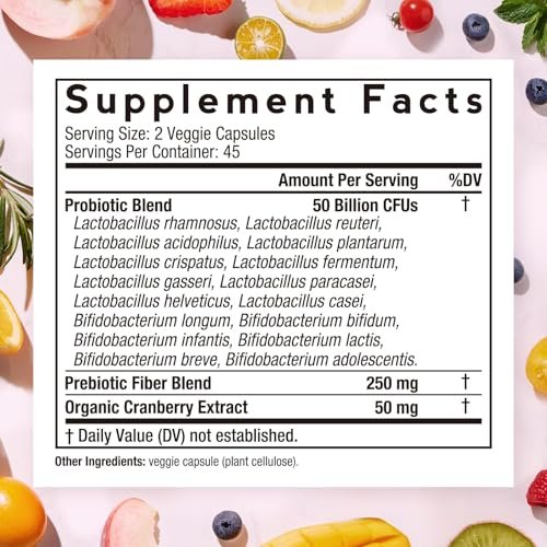 Doctor's Recipes Frauen Probiotikum, 90 Kapseln, 50 Milliarden KBE, 16 Stämme, mit Bio-Cranberry, Verdauungs-, Immun-, Vaginal- und Harngesundheit, magensaftresistent, ohne Soja, Gluten, Milchprodukte