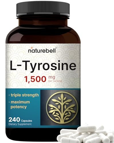 L-Tyrosin Supplement, 1.500 mg pro Portion, 240 Kapseln | Essentielle Aminosäure – Unterstützung für Gehirngesundheit, Gedächtnis, kognitive Gesundheit und geistige Wachsamkeit – Non-GMO