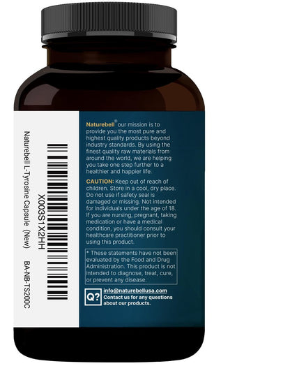 L-Tyrosin Supplement, 1.500 mg pro Portion, 240 Kapseln | Essentielle Aminosäure – Unterstützung für Gehirngesundheit, Gedächtnis, kognitive Gesundheit und geistige Wachsamkeit – Non-GMO